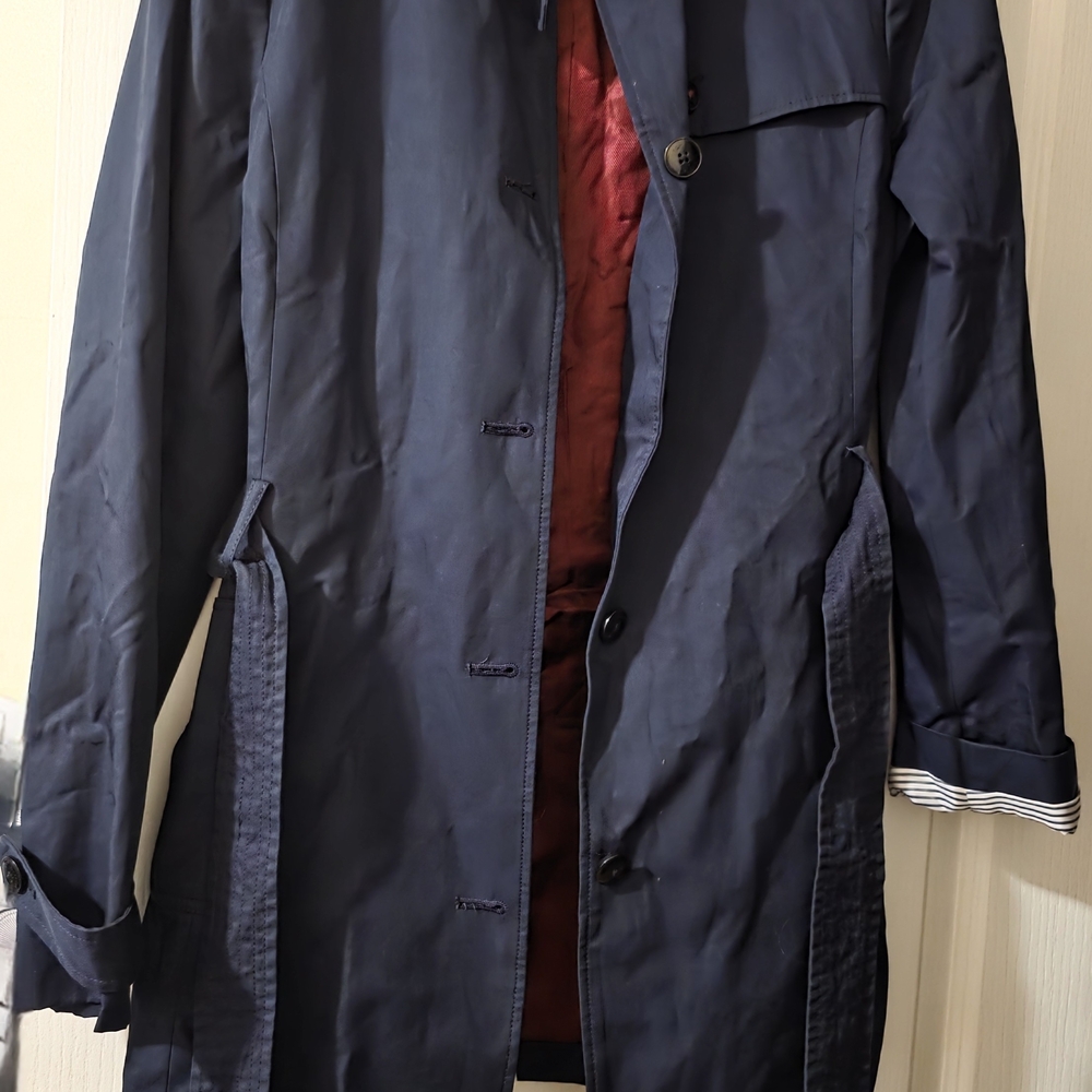 Tommy Hilfiger Dark Blue Trench Coat with Crimson Lining